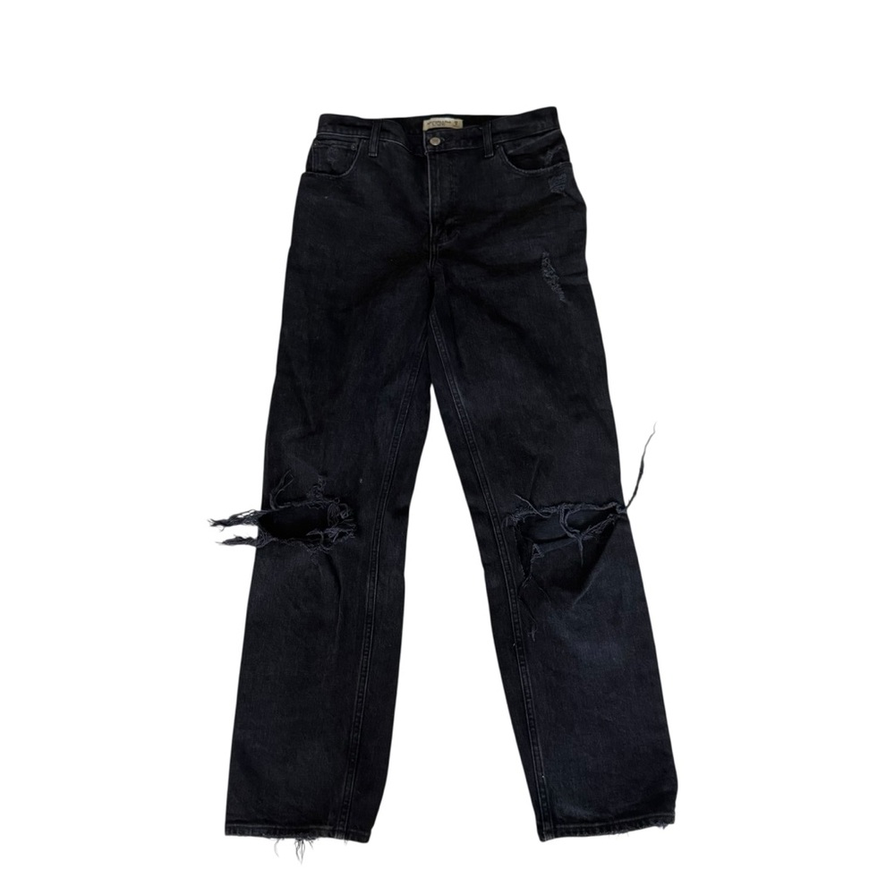 Abercrombie & Fitch Jeans Women Black Destroyed Ultra High 90s Straight Sz 29